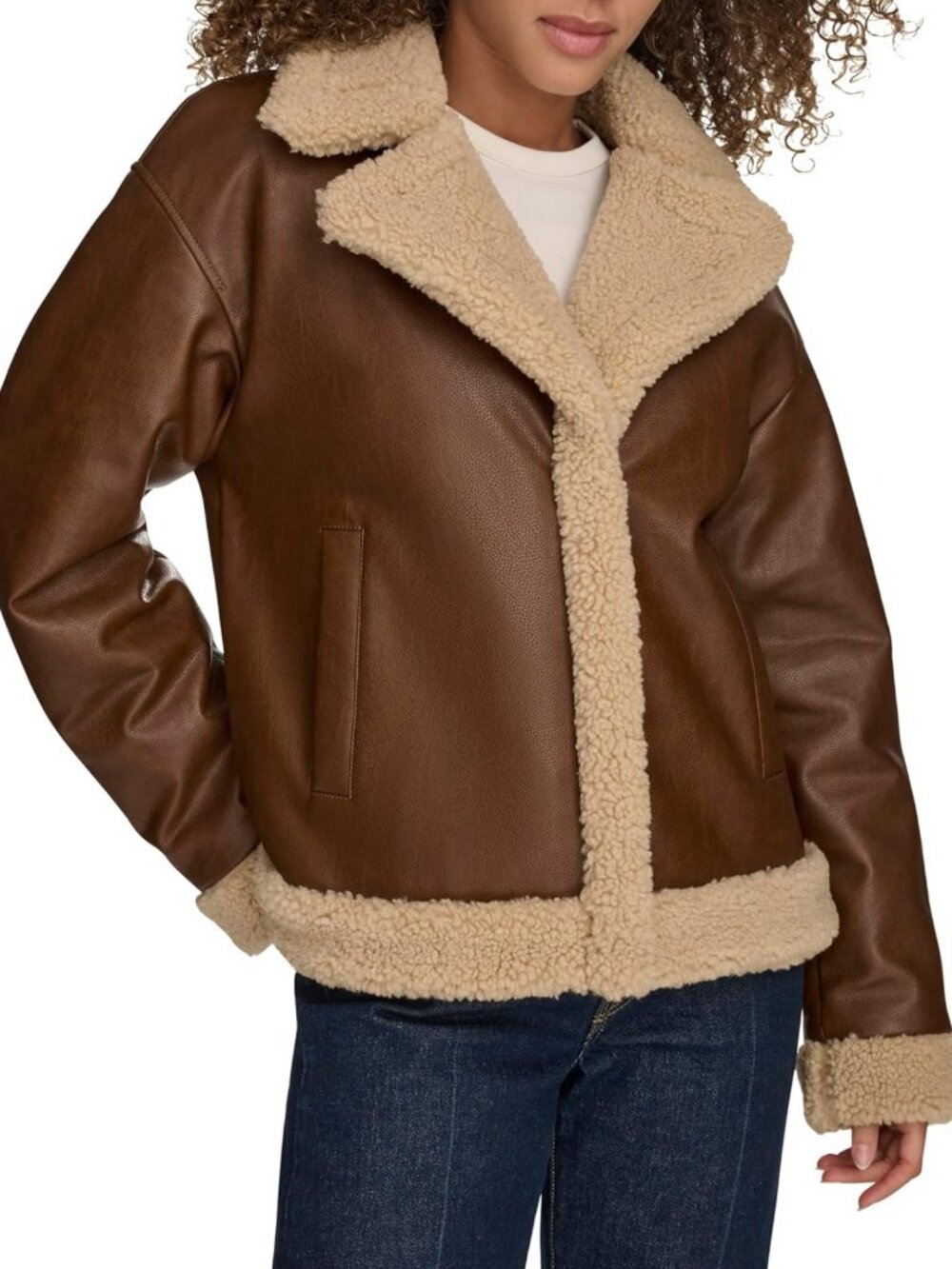 Faux Leather Sherpa Lined Moto Jacket for Women | Stylish Biker Outerwear